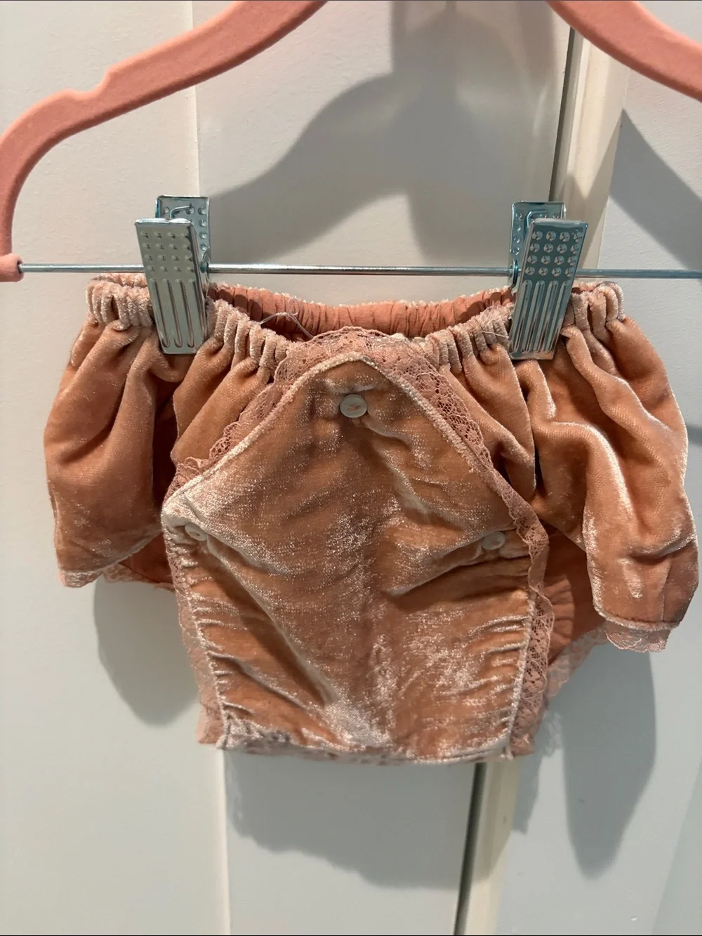 Velvet Peach Kids Shorts - Soft Ruffle Baby Bloomers